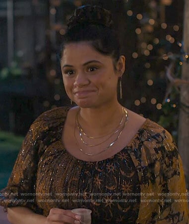 Mel’s patchwork print maxi dress on Charmed