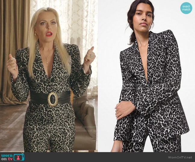 Michael Kors Floral Lace Blazer worn by Alexis Carrington (Elaine Hendrix) on Dynasty