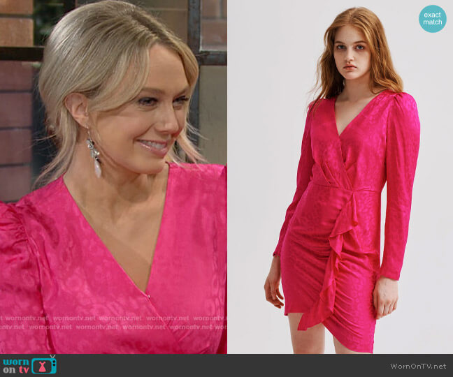 Milly Fawn Cheetah Jacquard Dress in Shocking Pink worn by Abby Newman (Melissa Ordway) on The Young and the Restless