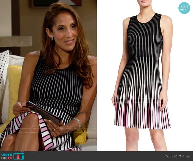 Milly Godet Stripe Fit & Flare worn by Lily Winters (Christel Khalil) on The Young and the Restless