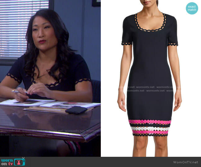 Milly Geo Cut-Out Fitted Dress worn by Melinda Trask (Tina Huang) on Days of our Lives