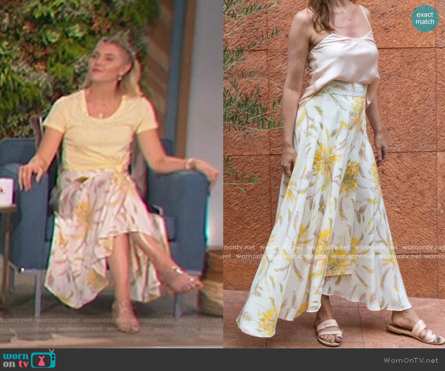 Molly Pepper Imani Wrap Silk Skirt worn by Amanda Kloots on The Talk