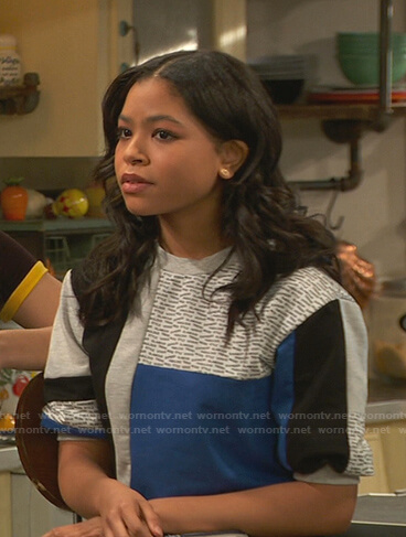 Nia’s colorblock top on Ravens Home