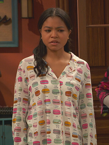 Nia’s macaron print pajamas on Ravens Home