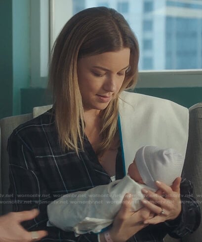 Nic’s grey plaid button up shirt on The Resident