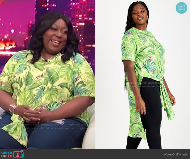 Nina Parker Trendy Plus Size Mesh Tunic worn by Loni Love on E! News