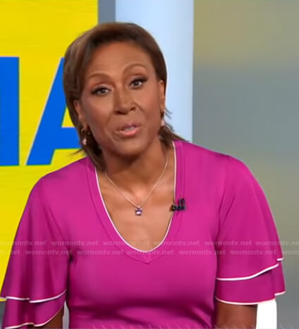 Robin’s pink ruffle sleeve dress on Good Morning America