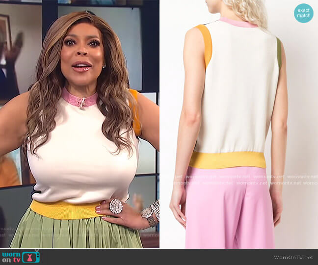 Oscar de la Renta Colour Block Tank Top worn by Wendy Williams on The Wendy Williams Show