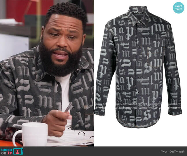 Palm Angels Logo-print Denim Shirt worn by Andre Johnson (Anthony Anderson) on Black-ish