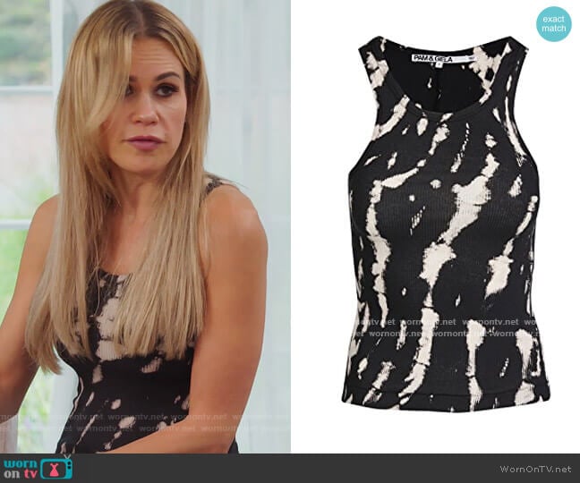 Pam & Gela X20 Tie Dye Skinny Rib Tank worn by Teresa Giudice on The Real Housewives of New Jersey