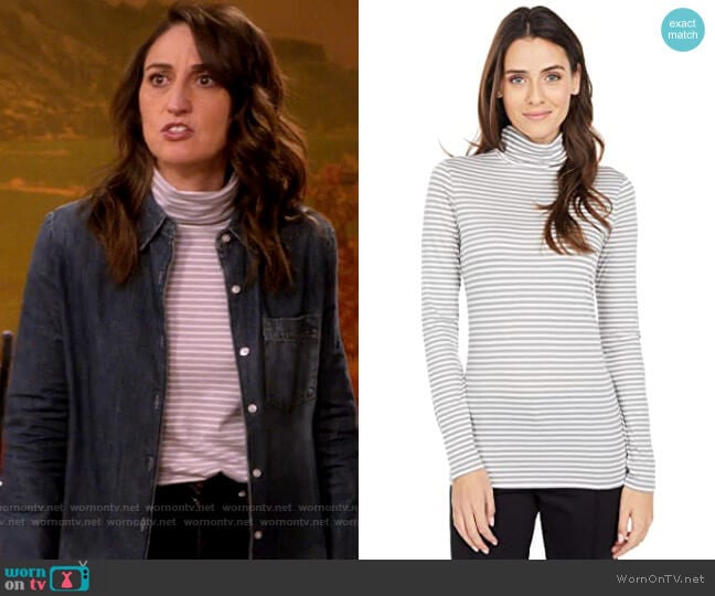 Pendleton Striped Long Sleeve Turtleneck worn by Dawn Solano (Sara Bareilles) on Girls5eva