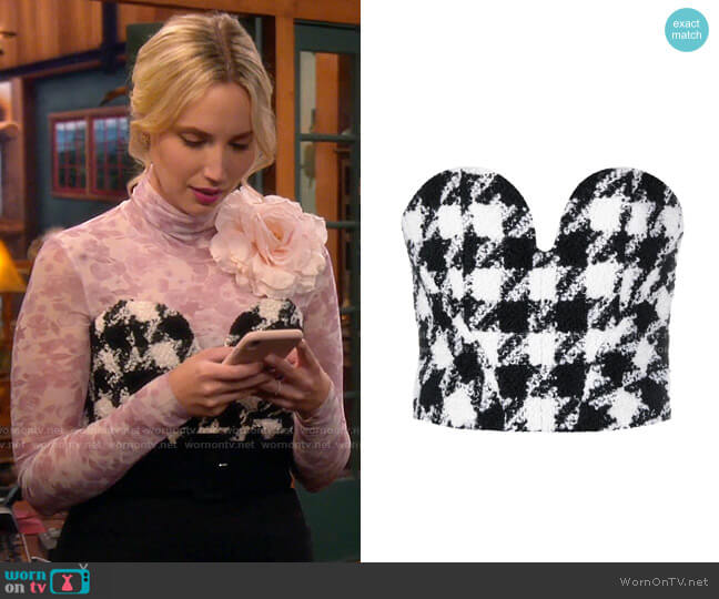 Philosophy Di Lorenzo Serafini Houndstooth Bustier worn by Mandy Baxter (Molly McCook) on Last Man Standing