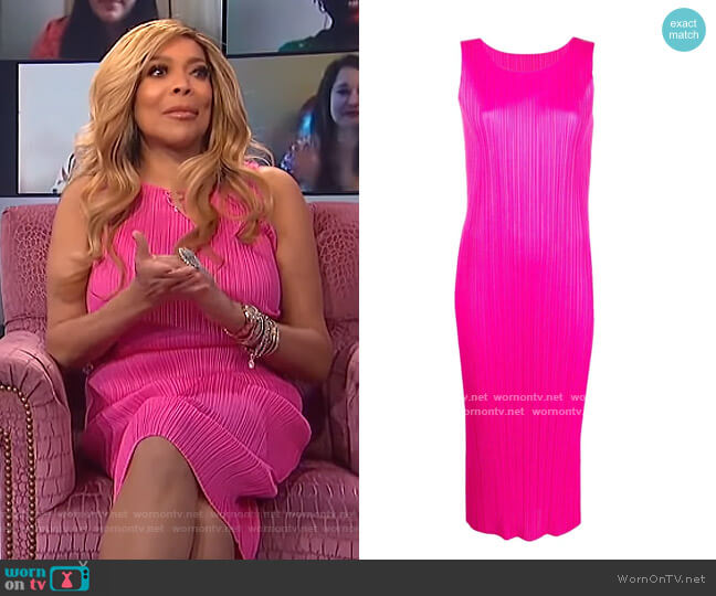 Pleats Please Issey Miyake Plisse-effect Midi Dress worn by Wendy Williams on The Wendy Williams Show