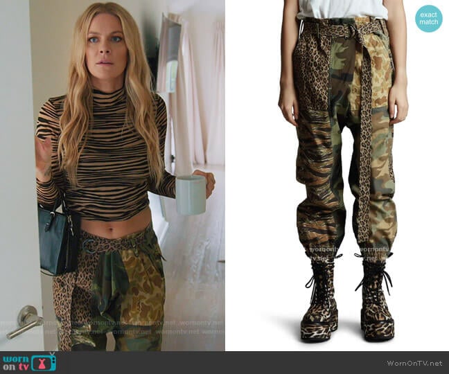 R13 Mixed Print Paperbag Pants worn by Leah McSweeney on The Real Housewives of New York City