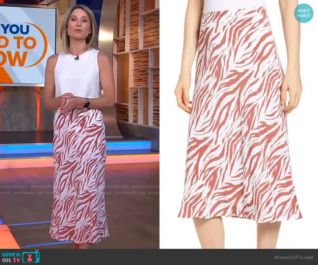 Rails London Zebra Printed Midi Skirt worn by Amy Robach on Good Morning America