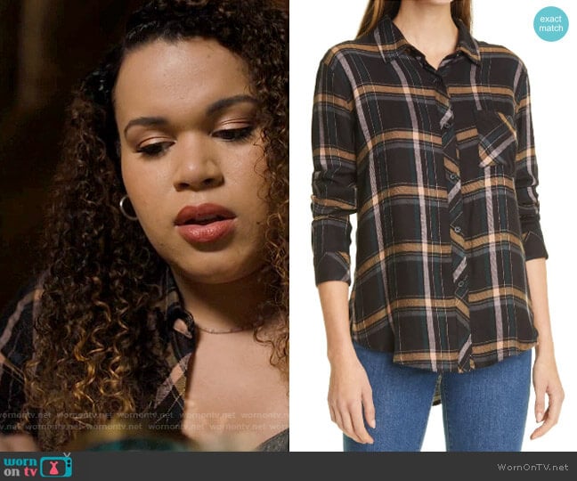 Rails Hunter Shirt in Midnight Teal / Mustard worn by Josefina Reyes (Mareya Salazar) on Charmed