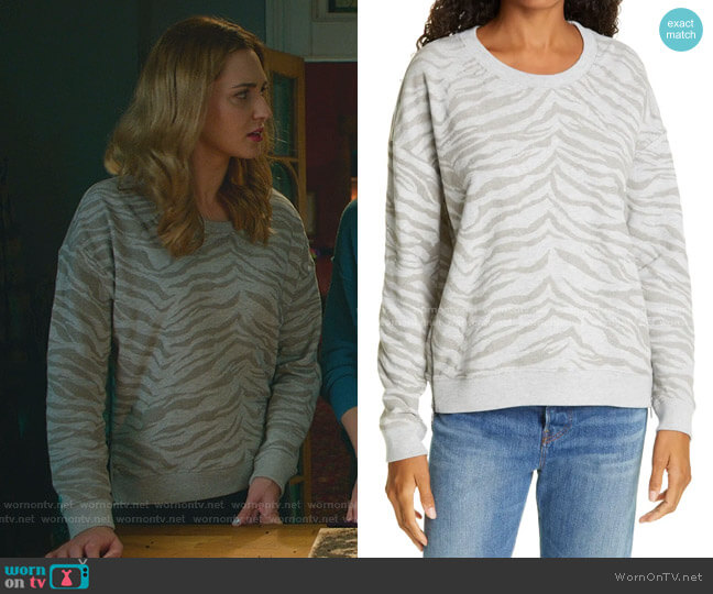 Rails Marlo Zebra Zip Sweatshirt worn by Joy Harper (Katherine Barrell) on Good Witch