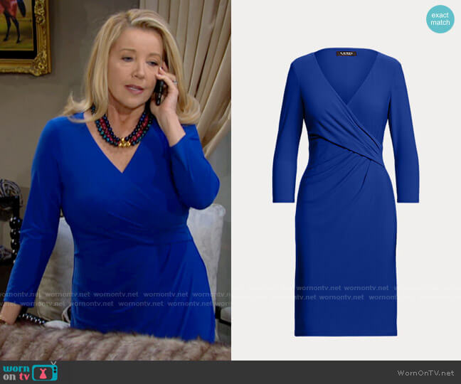 LAUREN Ralph Lauren Wrap-Front Jersey Dress worn by Nikki Reed Newman (Melody Thomas-Scott) on The Young and the Restless