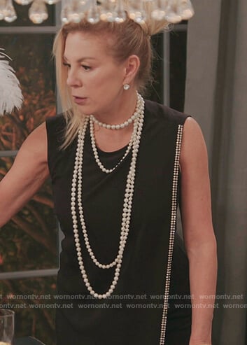 Ramona’s black embellished trim sleeveless dress on The Real Housewives of New York City