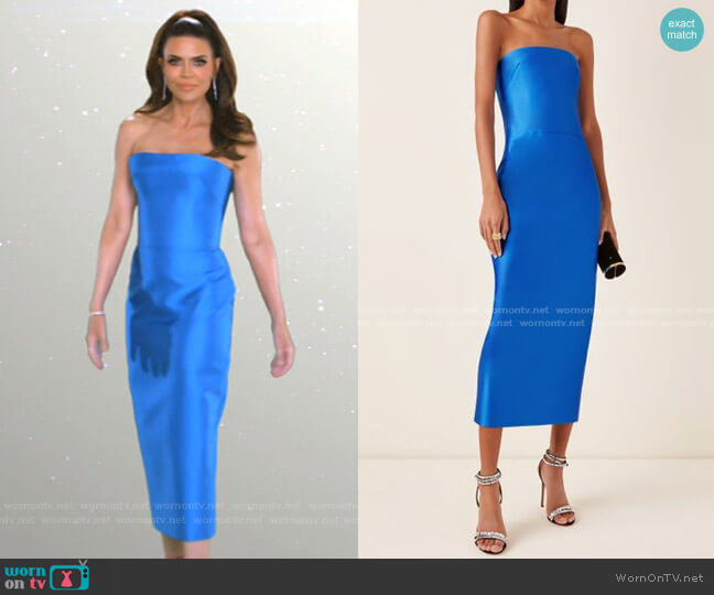 Rasario Satin Midi Dress worn by Lisa Rinna on The Real Housewives of Beverly Hills
