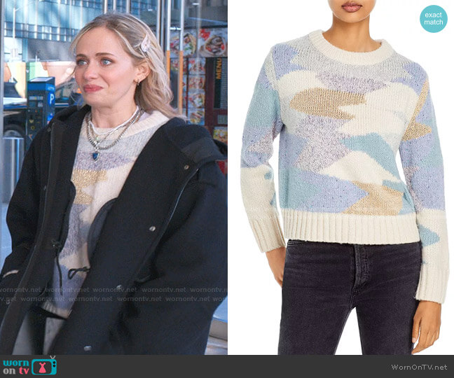 Rebecca Taylor Crewneck Printed Sweater worn by Caitlin Miller (Tessa Albertson) on Younger