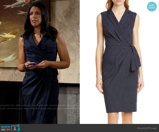 Tailored by Rebecca Taylor Pinstripe Sleeveless Dress worn by Amanda Sinclair (Karla Mosley) on The Young and the Restless