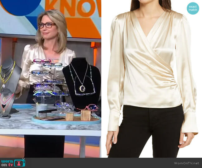 Reformation Fawn Silk Blouse worn by Amy Robach on Good Morning America