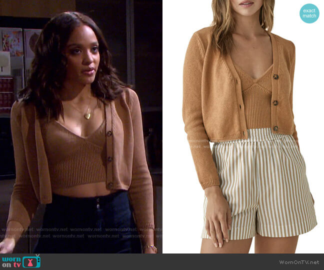 Reformation Tille Organic Cotton Tank & Cardigan Set worn by Lani Price (Sal Stowers) on Days of our Lives