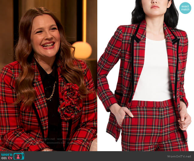 Riley and Rae Hudson Plaid Jacket worn by Drew Barrymore on The Drew Barrymore Show