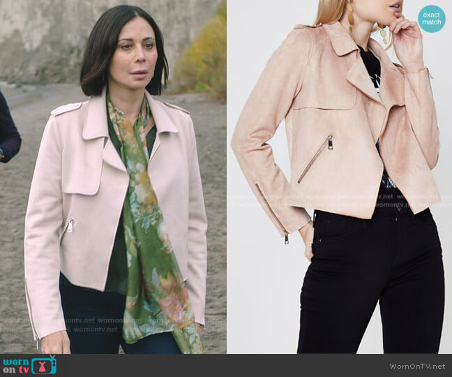 River Island Faux Suede Trench Jacket worn by Cassandra Nightingale (Catherine Bell) on Good Witch