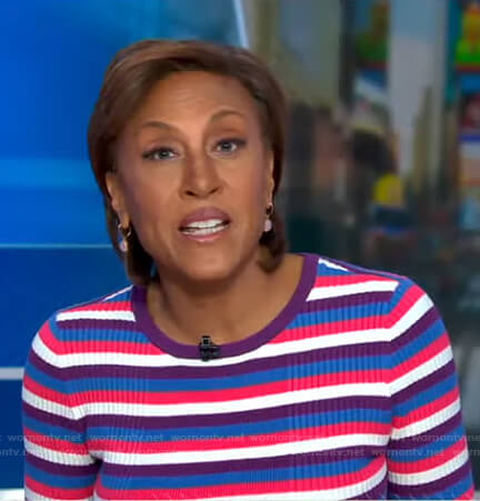 Robin’s multicolor striped dress on Good Morning America
