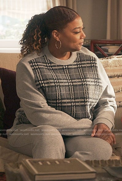 Robyn’s grey plaid panel sweatshirt on The Equalizer