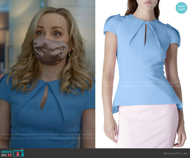 Roland Mouret Wern Double Crepe Peplum Top worn by Marissa Morgan (Geneva Carr) on Bull