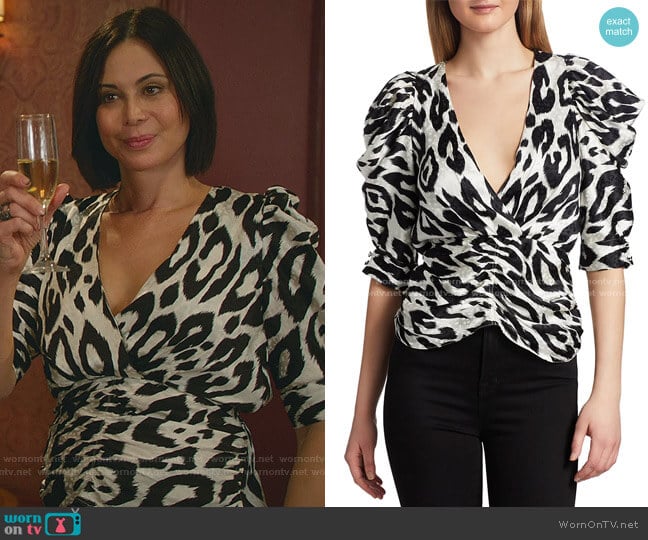 Ronny Kobo Liliana Leopard Print Top worn by Cassandra Nightingale (Catherine Bell) on Good Witch