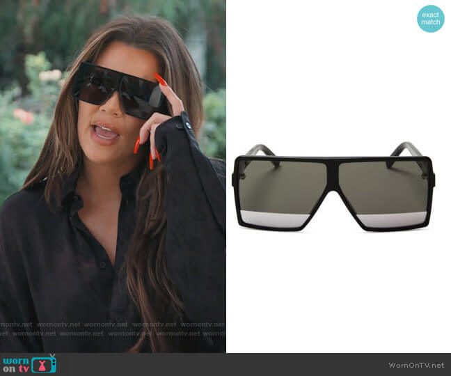 Saint Laurent SL 183 Betty Small Shield Sunglasses worn by Khloe Kardashian on Keeping Up with the Kardashians