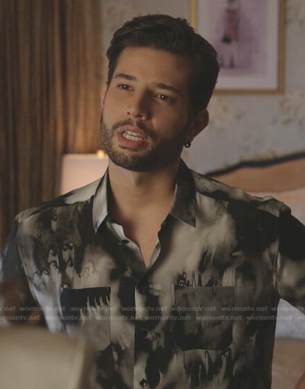 Sam’s printed short sleeve shirt on Dynasty