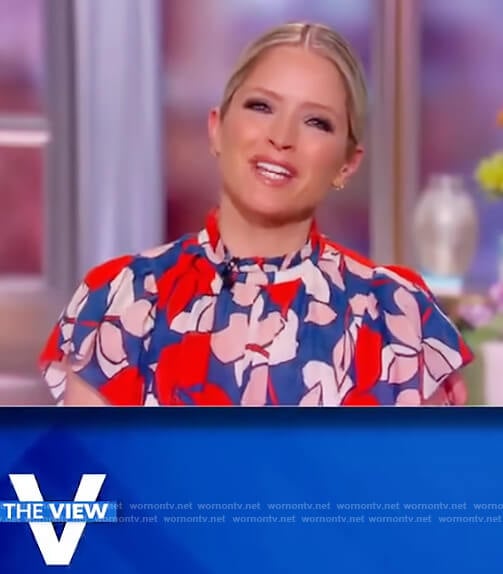 Sara’s floral print ruffle top on The View