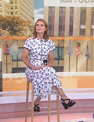 Savannah’s white floral tie waist dress on Today