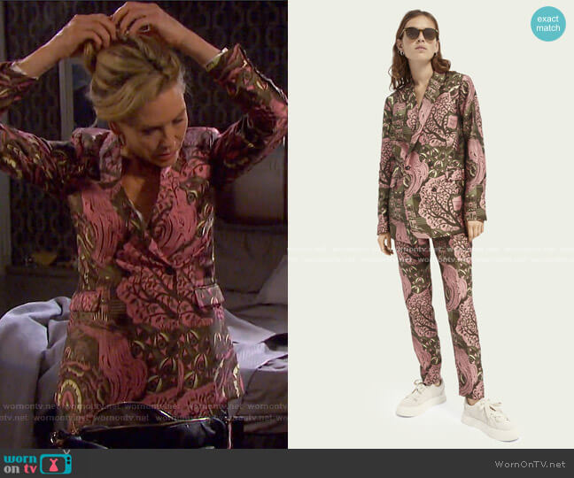 Scotch & Soda Double-Breasted Pattern Blazer worn by Kristen DiMera (Stacy Haiduk) on Days of our Lives