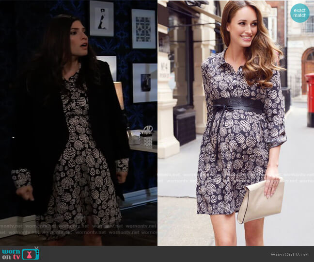 SeraPhine Printed Woven Maternity Shirt Dress worn by Brook Lynn Quartermaine (Amanda Setton) on General Hospital