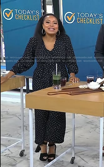 Sheinelle’s black polka dot jumpsuit on Today