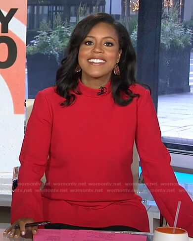 Sheinelle’s red mock neck top on Today
