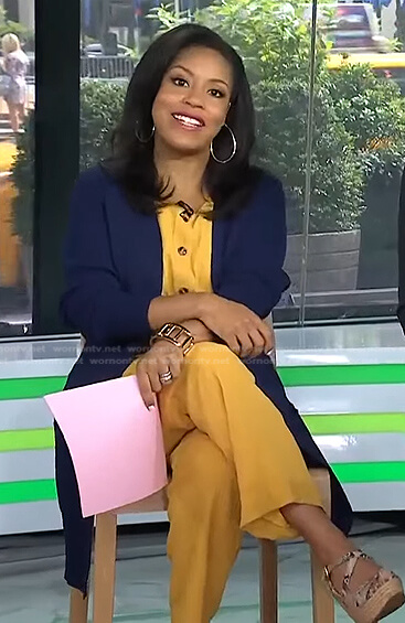 Sheinelle’s yellow ruffle jumpsuit on Today