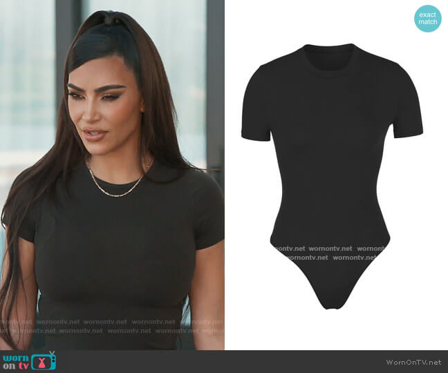 Skims Cotton Jersey T-shirt Bodysuit worn by Kim Kardashian on Keeping Up with the Kardashians