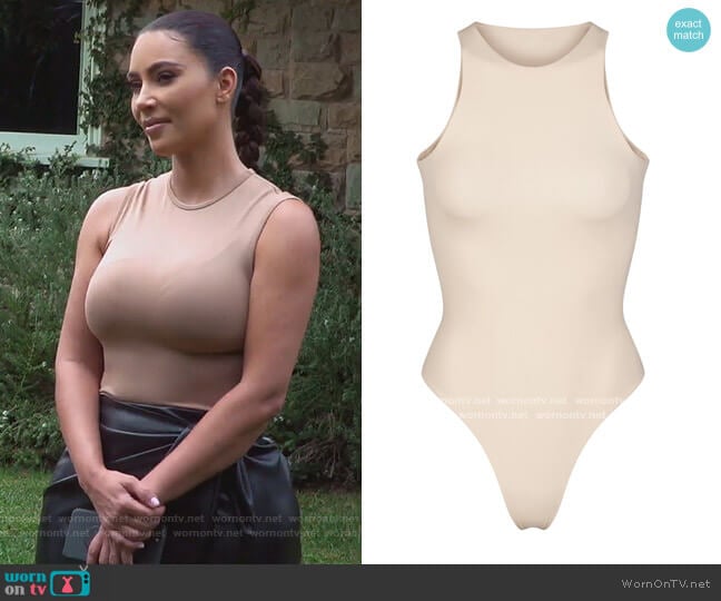 Skims Fits Everybody High Neck Bodysuit worn by Kim Kardashian on Keeping Up with the Kardashians