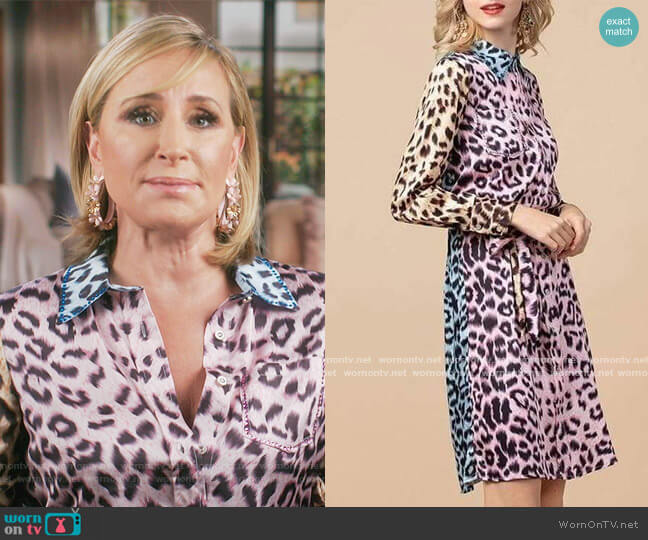 Sonja Morgan Pastel Leopard Mini Dress worn by Sonja Morgan on The Real Housewives of New York City