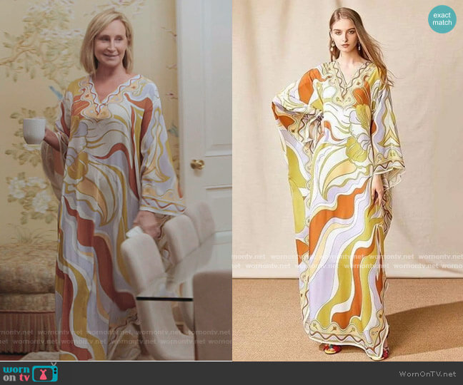 Sonja Morgan Floral Maxi Kaftan Dress worn by Sonja Morgan on The Real Housewives of New York City