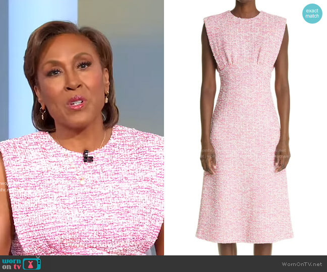 St. John Sleeveless Bouclé Tweed Dress worn by Robin Roberts on Good Morning America