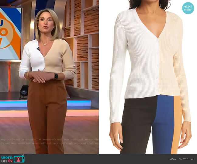 Staud Cargo Colorblock Sweater worn by Amy Robach on Good Morning America