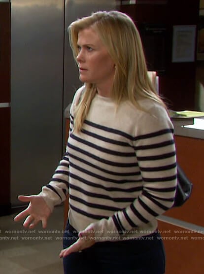 Sami’s white striped sweater on Days of our Lives